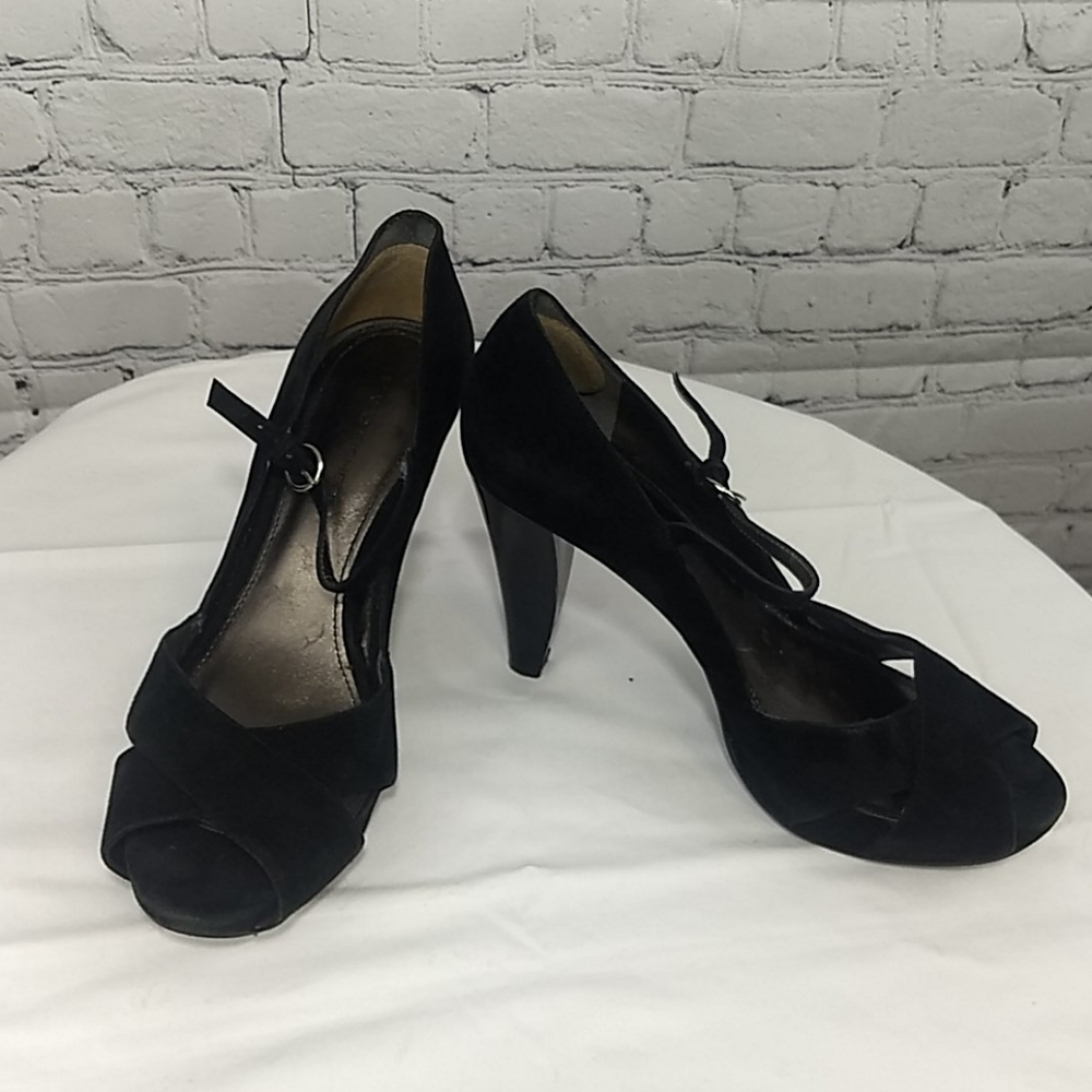 Mark Fisher Black Velvet Peep Toe Shoes
